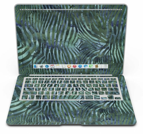 Deep Green and Blue Watercolor Zebra Pattern - MacBook Air Skin Kit