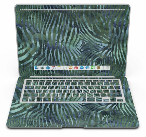 Deep Green and Blue Watercolor Zebra Pattern - MacBook Air Skin Kit