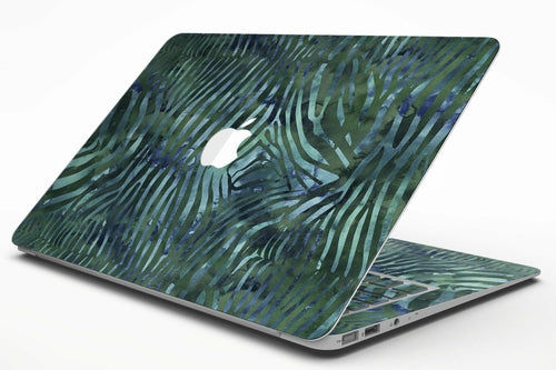 Deep Green and Blue Watercolor Zebra Pattern - MacBook Air Skin Kit